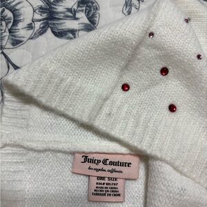 Juicy Couture White Hat, Gloves with Pinks Jewels